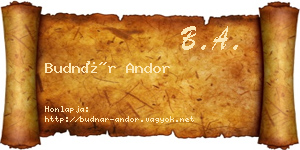 Budnár Andor névjegykártya